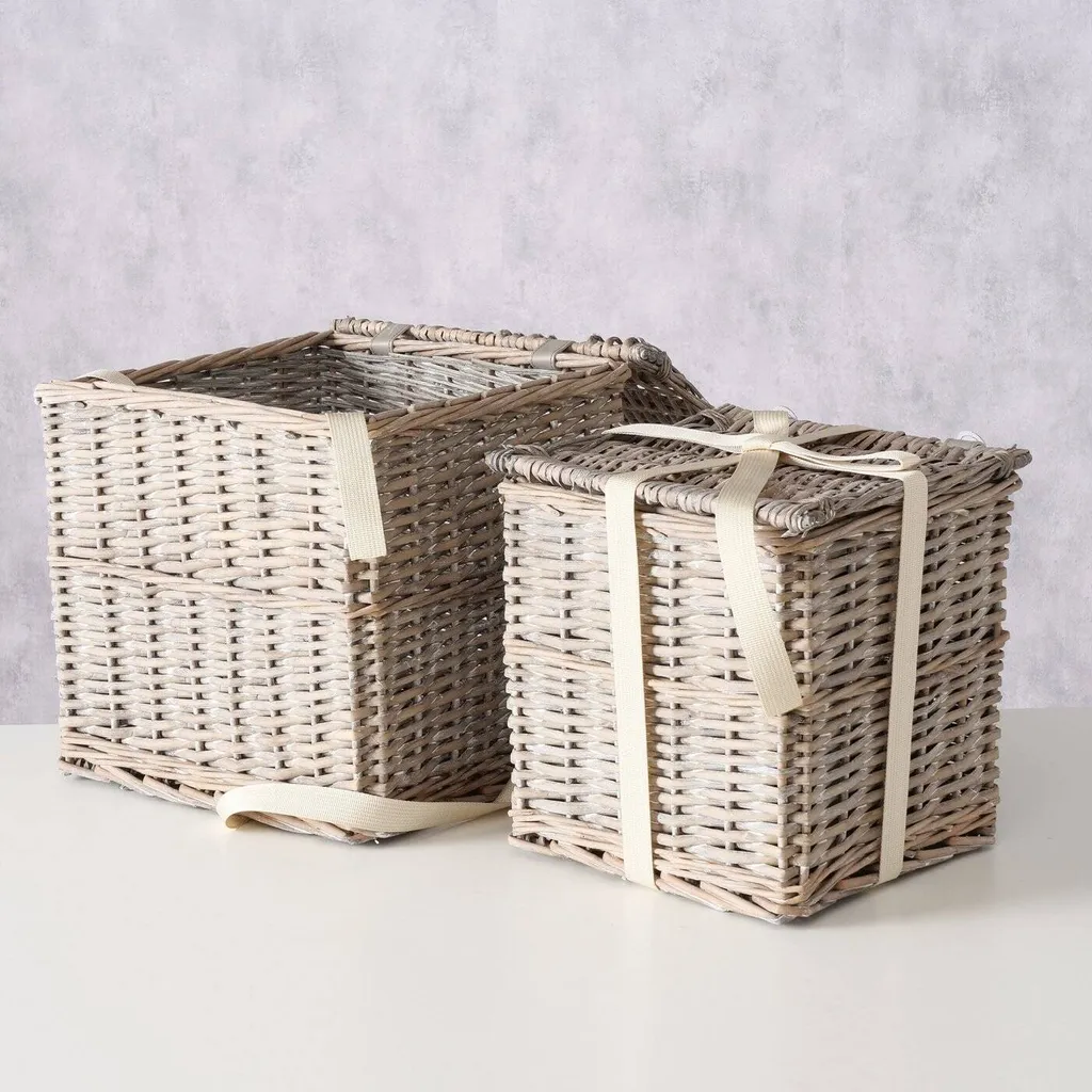 Malles de rangement en osier TANGO avec couvercle et fermoir - 3 tailles