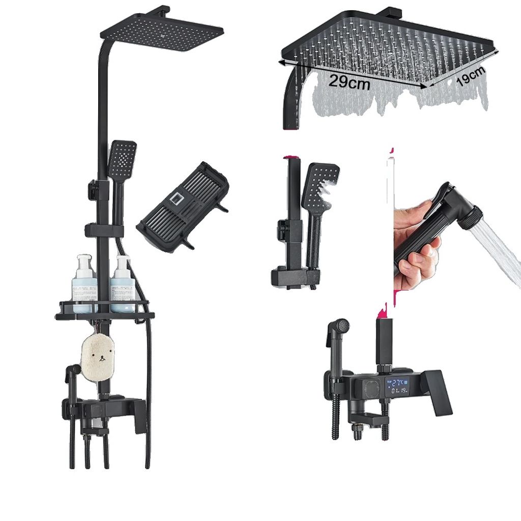 Thermostatisches Duschmischer-Set, langlebige Messingkonstruktion, benutzerfreundlicher Einhandgriff , B voll schwarz 4DHC
