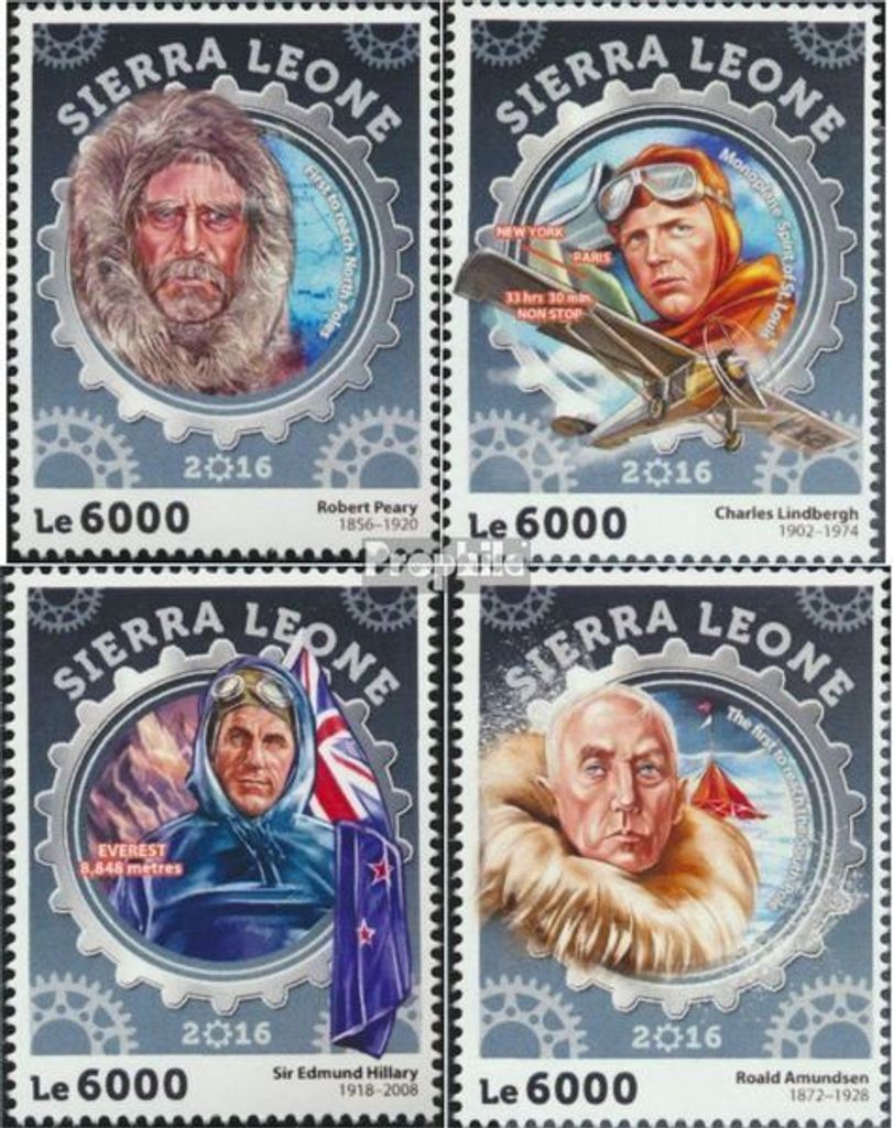 Briefmarken Sierra Leone 2016 Mi 7173-7176 (kompl. Ausg.) postfrisch Große Erkundungen