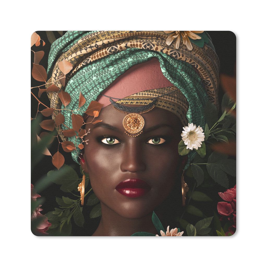 MuchoWow Mauspad Mousepad Frau - Blumen - Schmetterlinge - Pflanzen - Schmuck - Luxus 30x30 cm - Mousepads - Maus Mat - Pad - Mausunterlage - Gaming