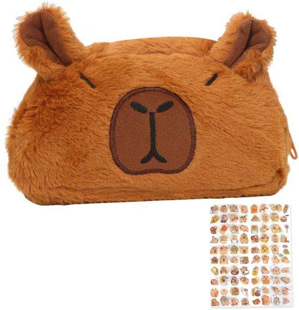 Capybara Etui mit Sticker, schattige Pencilcase für Kinder und Erwachsene
