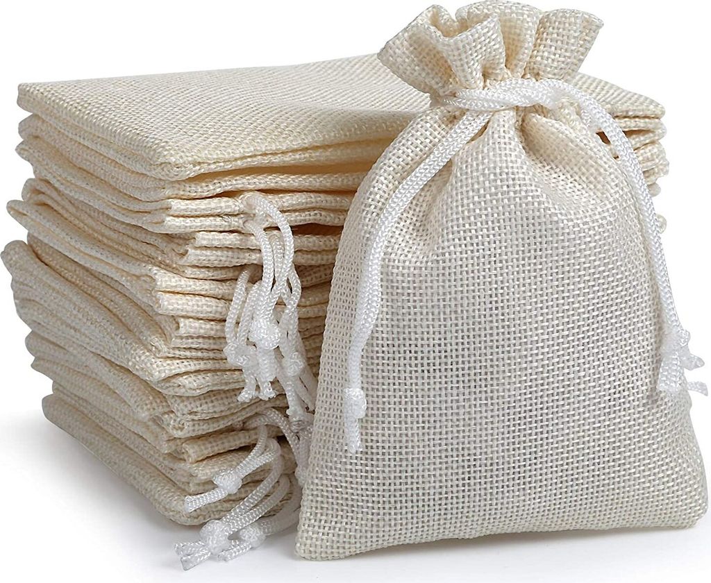 30 Stück 15*20cm Jutesäckchen, Jute Beutel mit Kordelzug, Leinen-Säckchen Sackleinen Taschen, Klein Geschenksäckchen für Schmuck DIY Handwerk ...