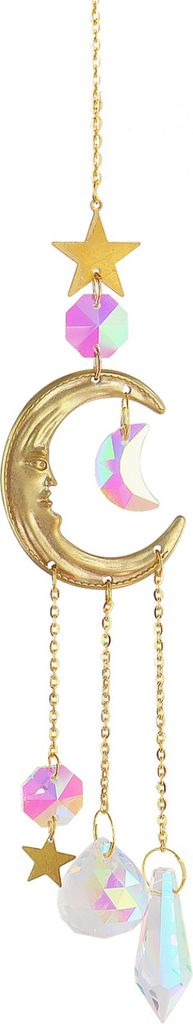Faux Crystal Sun Catcher Anhänger Regenbogen Prisma Wind Chimes Sternmond Anhänger für Heimfensterdekoration-D