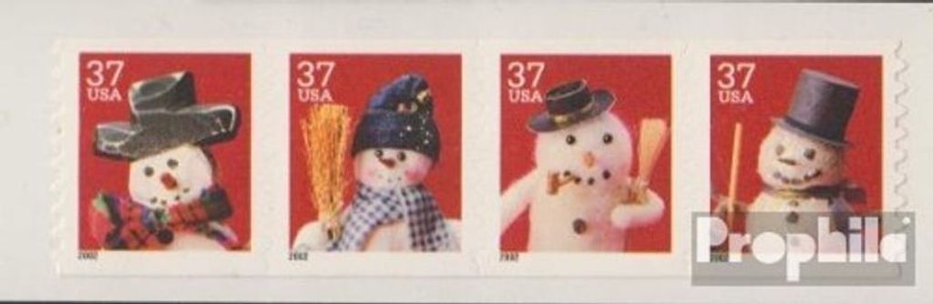 Briefmarken USA 2002 Mi 3711BC-3714BC Viererstreifen (kompl.Ausg.) postfrisch Weihnachten