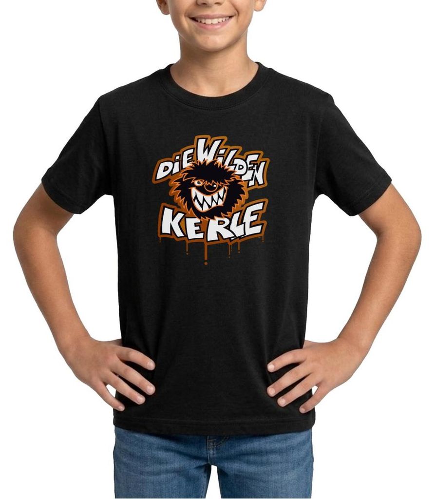 Spreadshirt Die Wilden Kerle Logo Tropfen Graffiti Teenager T-Shirt, 152/164 (12-14 Jahre), Schwarz