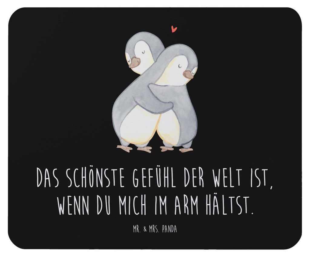 Mr. & Mrs. Panda Mouse Pad Pinguine Kuscheln - Schwarz - Geschenk, Jahrestag, für Freundin, Mitbringsel, Frauen, Mousepad, Mauspad, pc, Valentinst...
