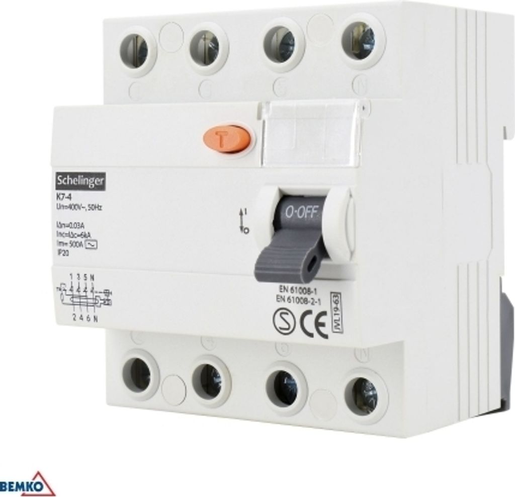 Fehlerstrom-Schutzschalter AC 4P 25A 30mA SCHELINGER A03-K7-4-25-030
