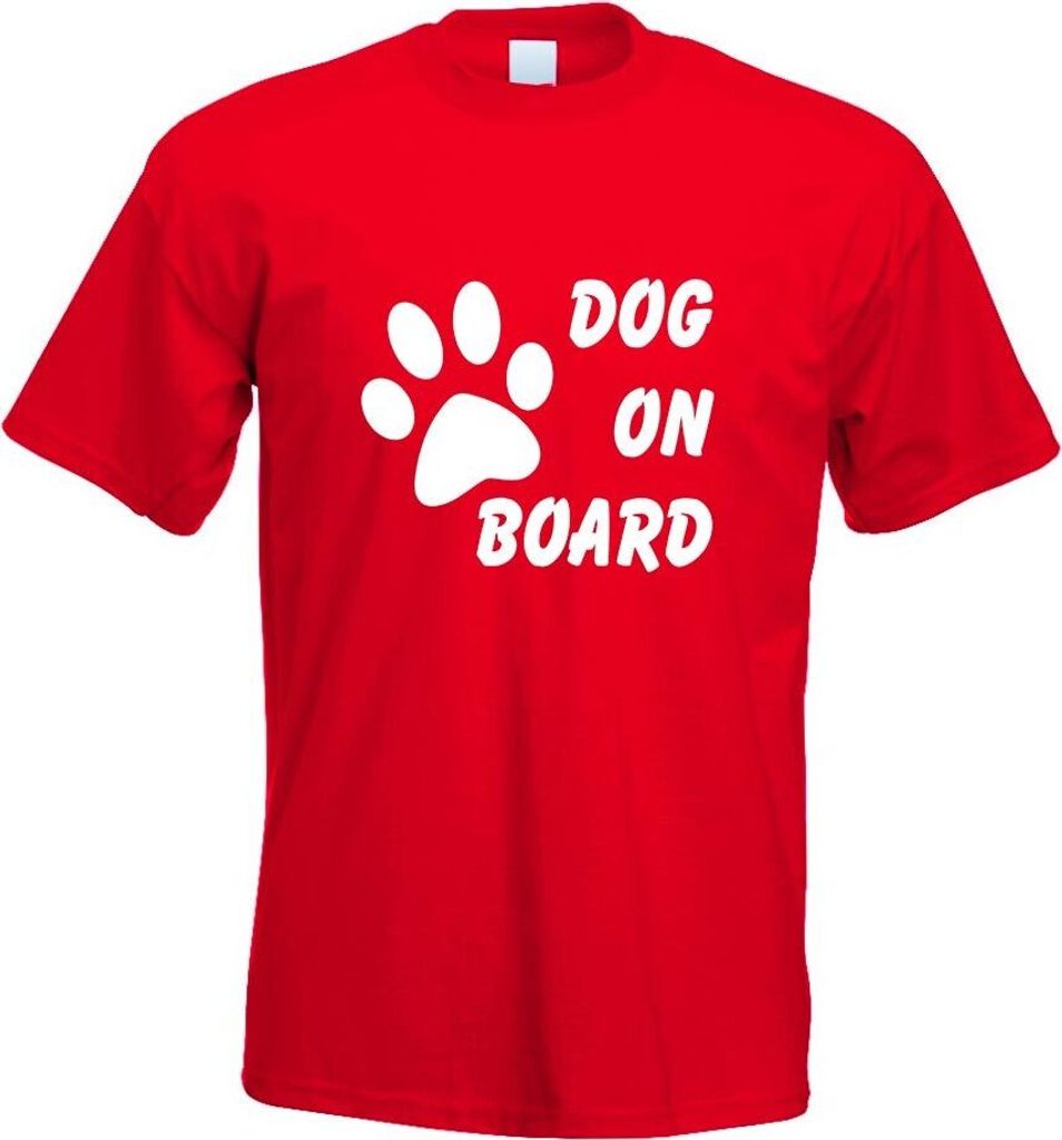Kiwistar - T-Shirt - rot - Dog on Board Motiv Bedruckt Funshirt Design Print - mit Motiv Bedruckt - Funshirt Design - Sport - Freizeit - Herren - S