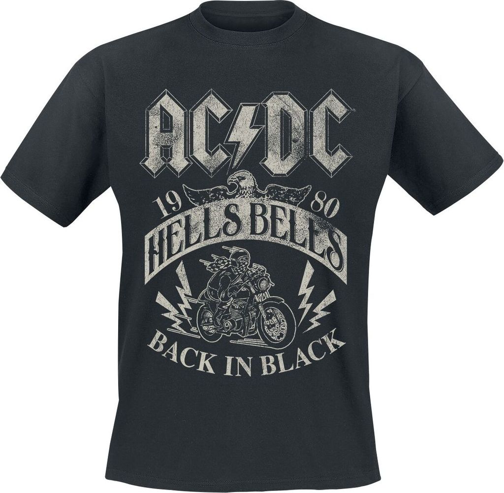 AC/DC T-Shirt Uni Hells Bells 1980 schwarz Band-Merch, Bands 100% Baumwolle 4XL