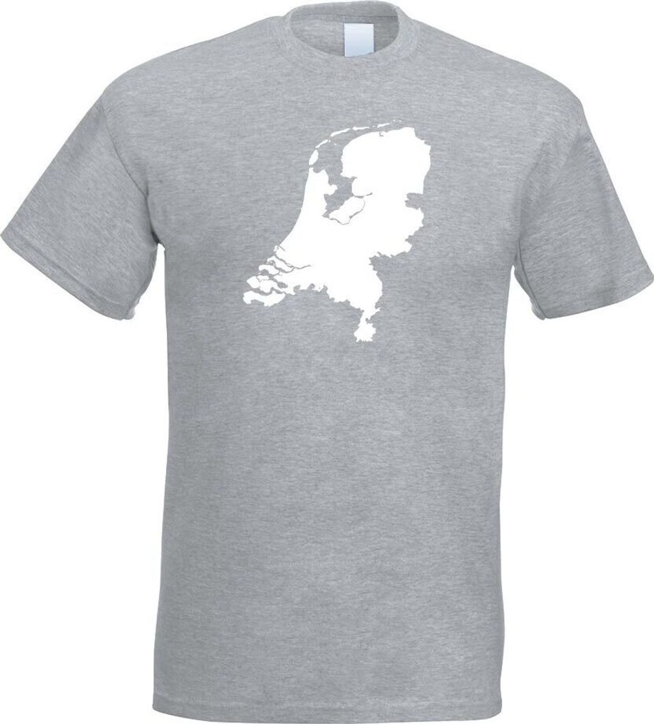 Kiwistar - T-Shirt - Graumeliert - Niederlande Umriss Kontur Herren Funshirt Bedruckt Design Sprüche Spruch Motive - mit Motiv Bedruckt - Funshirt...