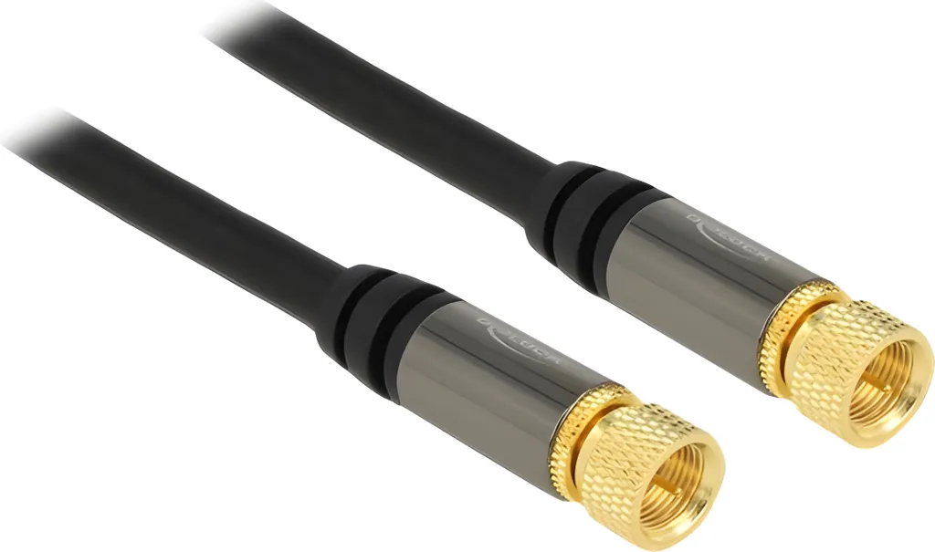 DELOCK Câble d'Antenne F vers F Mâle 5m Noir 86523 Blindage Satellite