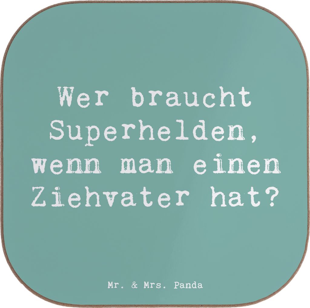 Mr. & Mrs. Panda Untersetzer für Gläser Spruch Ziehvater Held - Meeresbrise - Geschenk, Tischschoner, Coaster, Bonusvater, gläseruntersetzer, be...