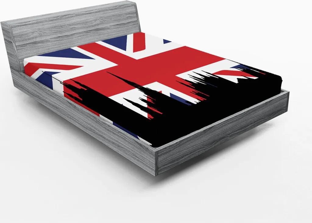 ABAKUHAUS Drap-housse Union Jack Parlement UK 180x200 cm Bleu Royal