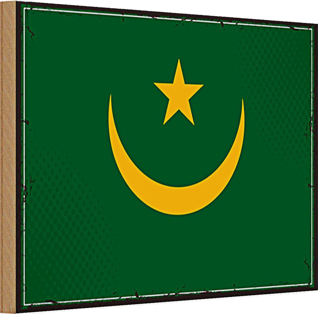 Holzschild Flagge Mauretanien 30x20cm Retro Flag