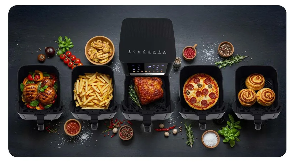 Friteuse saine Berdsen BD-655 noire à circulation d'air rapide 1400W - 19