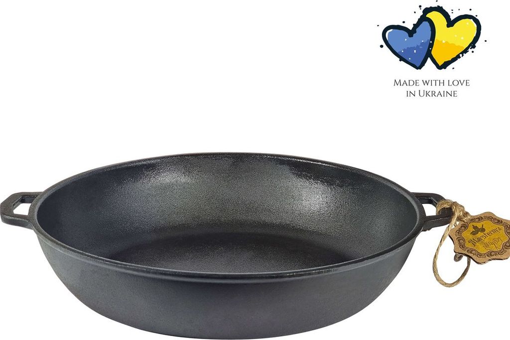 MAYSTERNYA Bratpfanne aus Gusseisen ø 26 cm – Hochwertig & PFAS-frei – Ideal für Induktion, Grillen & Backen – Outdoor BBQ-Pfanne – Schwarz