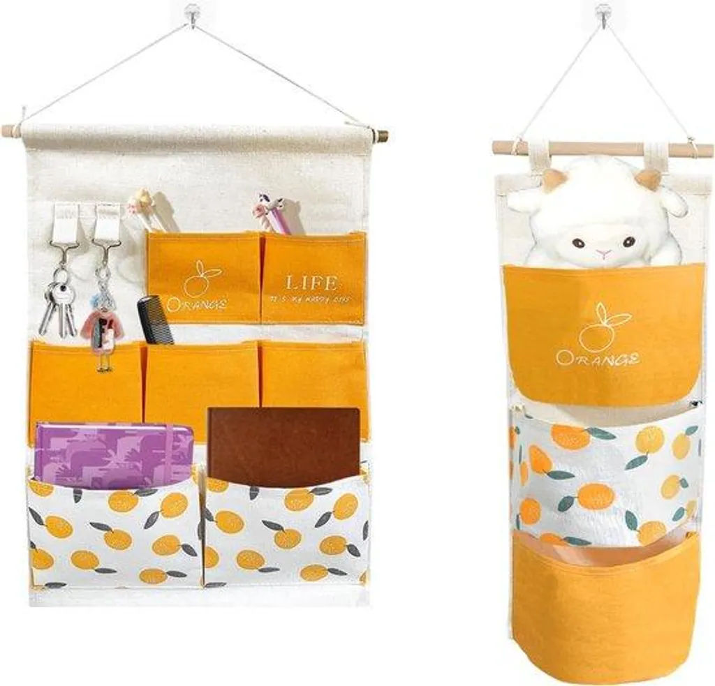 Rangement suspendu 7 compartiments orange modulable et résistant