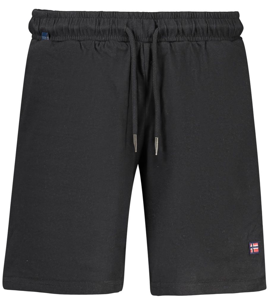 Damen Shorts Schwarz - Elastischer Bund, Kordelzug, Taschen, Applikation