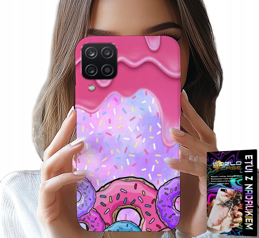 Gehäuse Für Samsung Galaxy A22 5G - Süsse Donuts Mit Zuckerguss Im Hintergrund + Glas