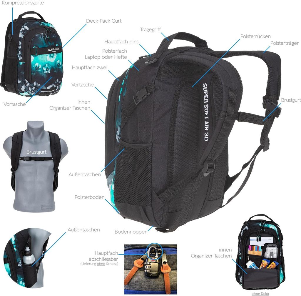 Schulrucksack Set 2 Teile Elephant Hero Signature Rucksack Produktbild 6