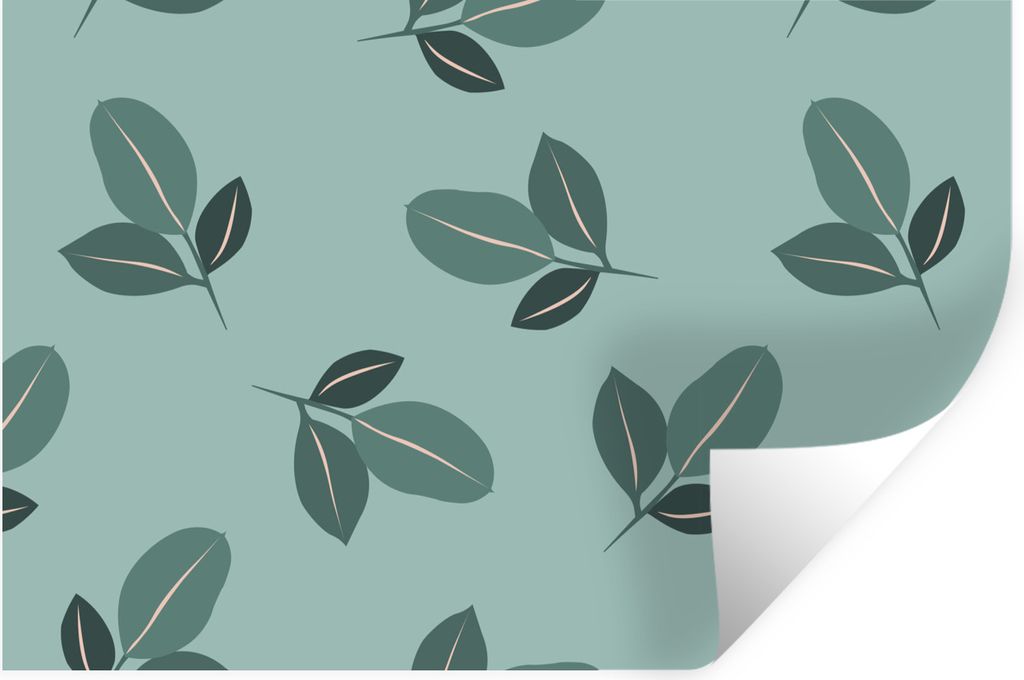 MuchoWow Wandtattoo Wandsticker Wandaufkleber Sommer - Blätter - Muster 120x80 cm Selbstklebend und Repositionierbar - Selbstklebend - Fototapeten