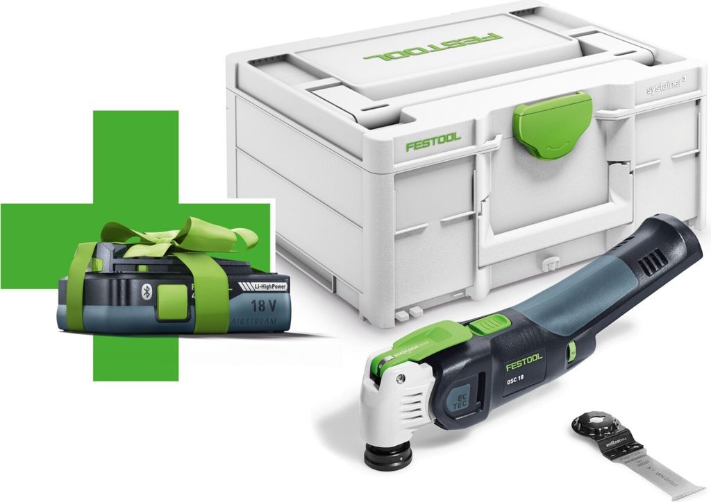 Festool OSC 18 E-Basic-4,0 Akku Oszillierer 18 V Starlock Max ( 577033 ) Brushless + 1x Akku 4,0 Ah + Systainer - ohne Ladegerät