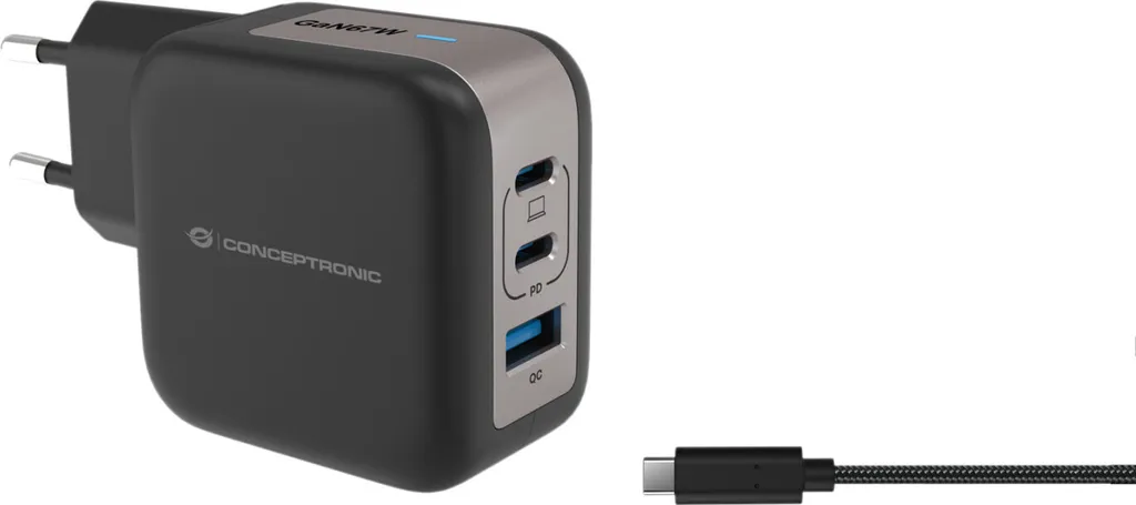 Caricatore GaN 67W Conceptronic ALTHEA17B - USB-C Multi-Porta Nero