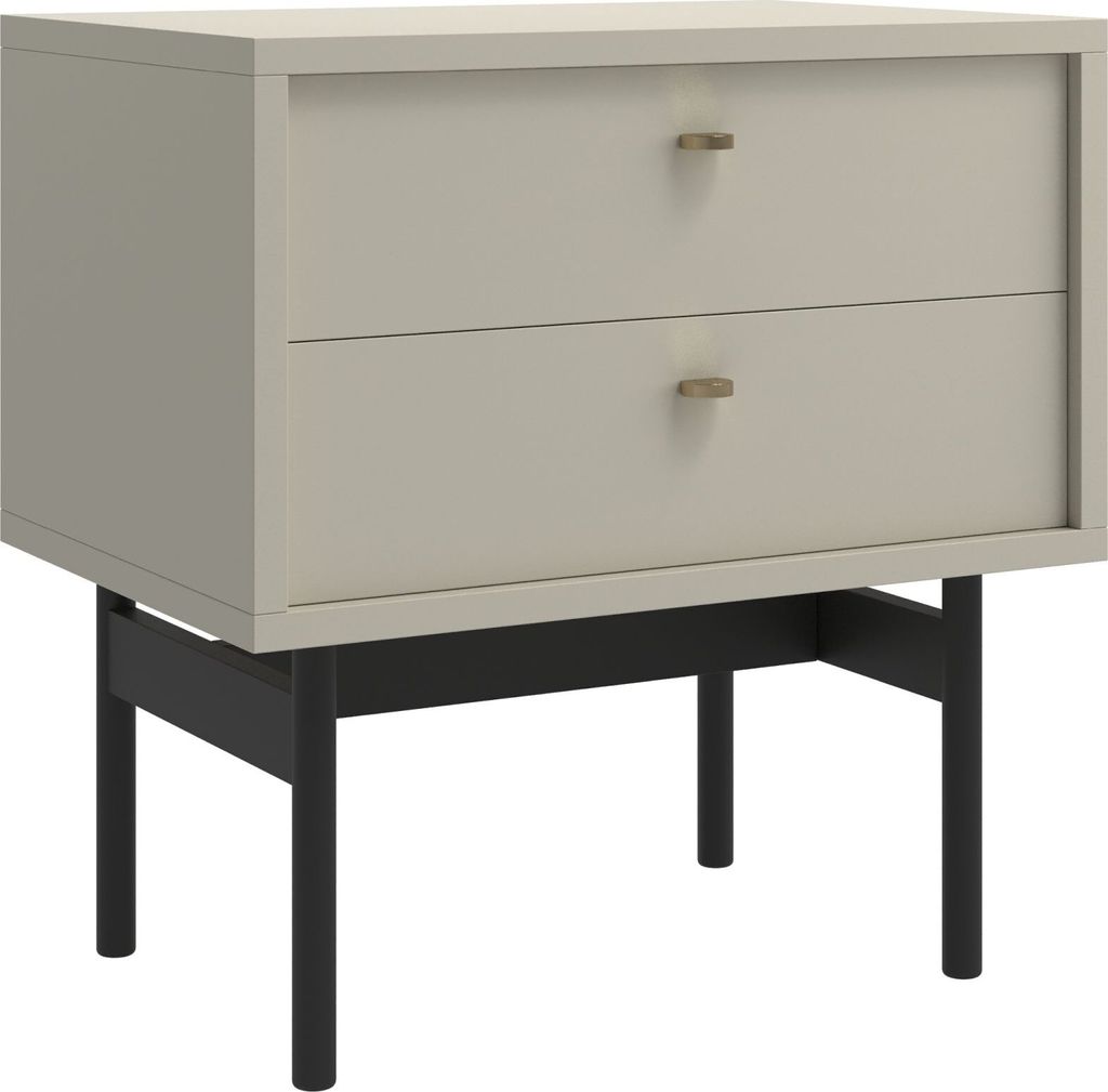 Selsey Olar - Nachttisch mit zwei Schubladen, Greige, 55 cm