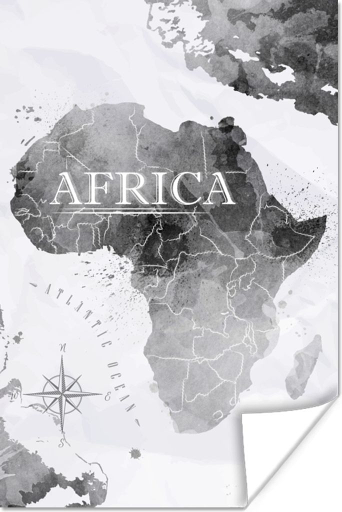 MuchoWow Poster Weltkarte - Afrika - Farbe 40x60 cm - Plakate für die Wand - Poster Babyzimmer