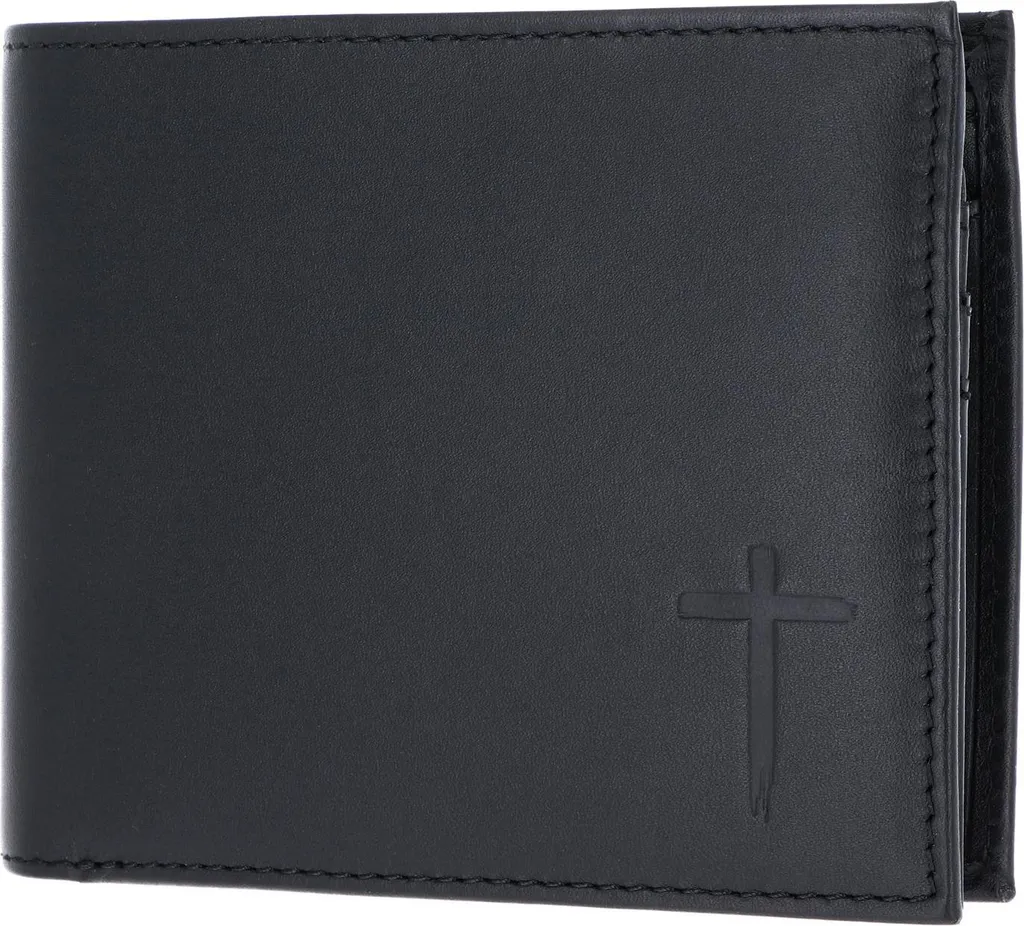 Portefeuille Cuir Anti-Piratage RFID oxmox Freedom Cross Noir Embossé