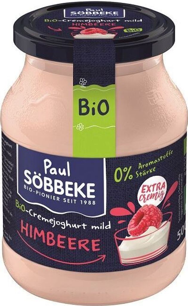 CREMIGER HIMBEERJOGURT (7,5 % FETT IN DER MILCH) 500 g (GLAS) - SOBBEKE
