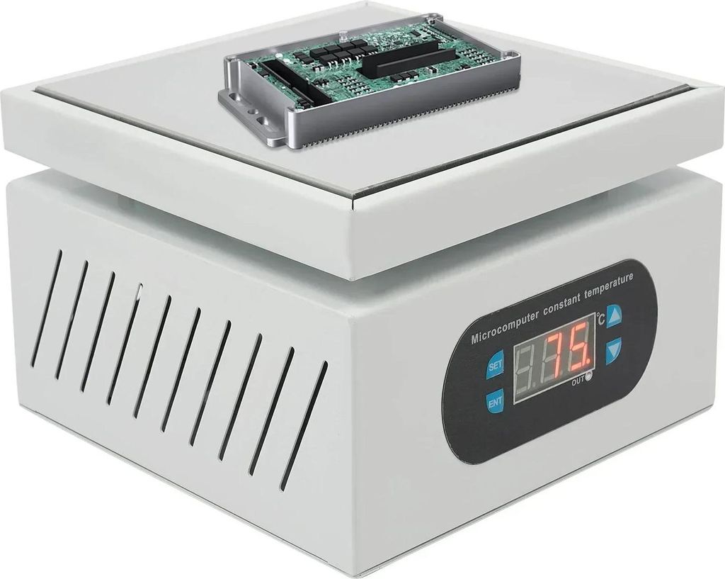 Lötstation Heizplatte - Mini Heizplatte - 150 x 150 mm - 500 W - Bis 400 °C - LED-Display - EU-Stecker 220 V - Aluminiumlegierung - Weiß