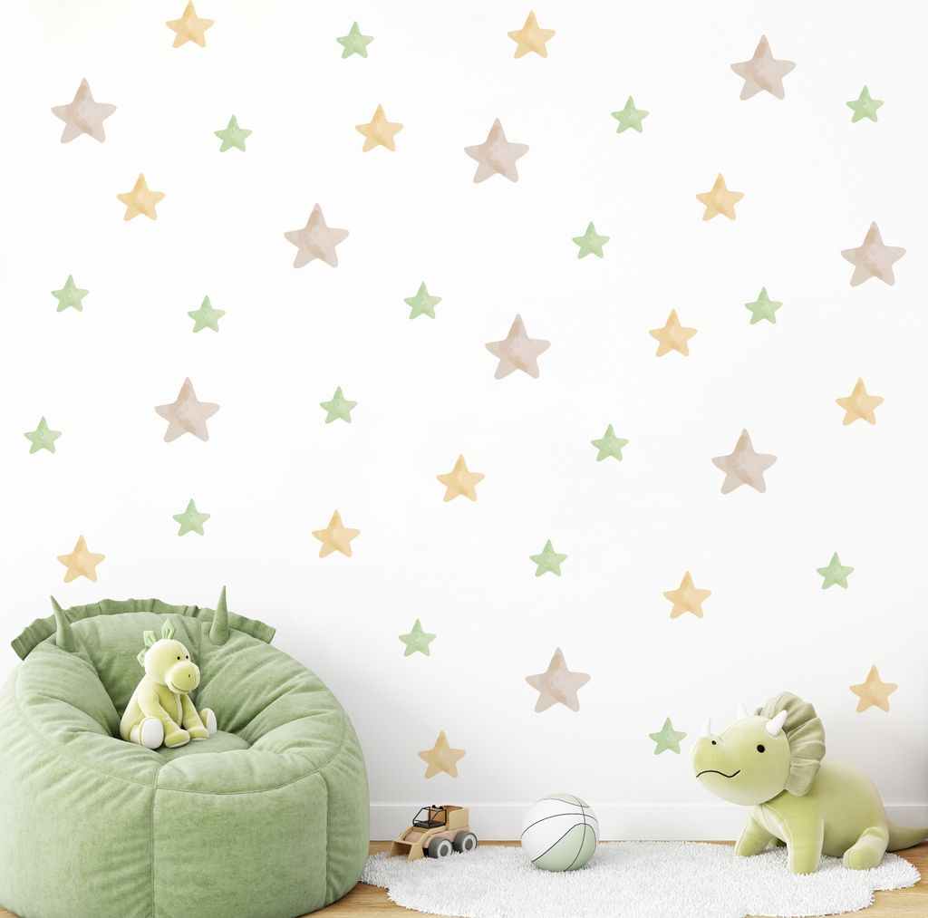 Muralo Aufkleber Wandtattoo für Kinderzimmer bunte STERNE Wandsticker Wanddeko Br. 60cm x Hö. 30cm