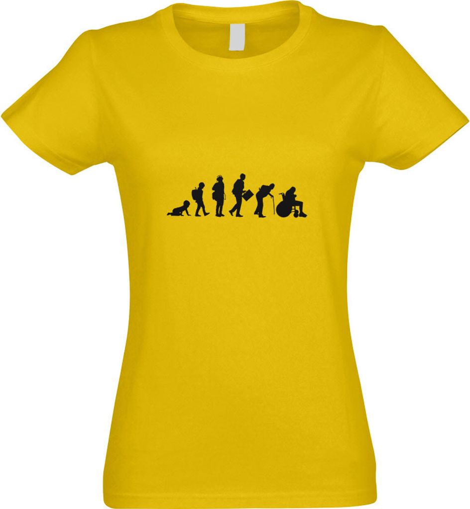 Kiwistar - T-Shirt tailliert - Damen - gelb - Evolution Modernes Leben - mit Motiv Bedruckt - Funshirt Design - Sport - Freizeit - Damen - XXL
