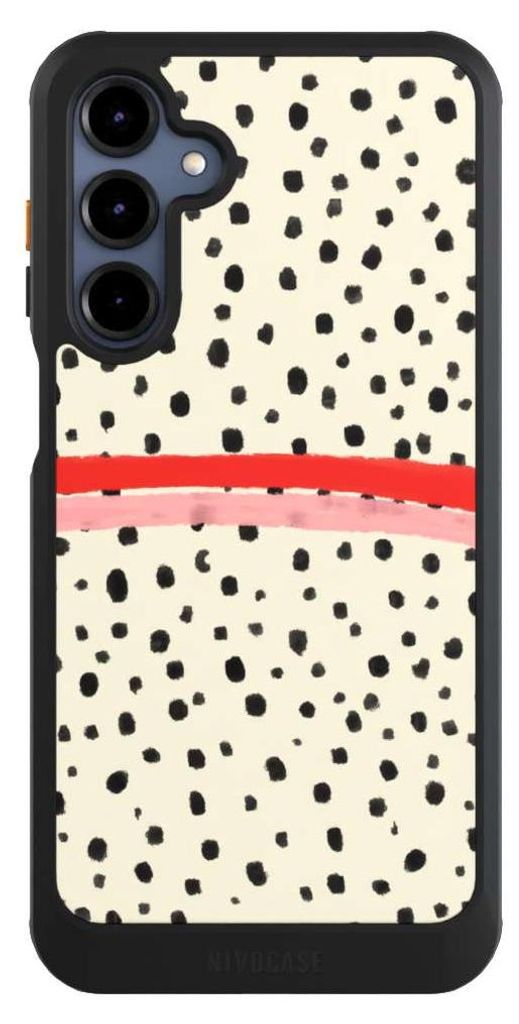 NIVOCASE Hülle für Samsung Galaxy A16 5G Handyhülle NIVOcore Case Schwarz Kunst Punkte Streifen