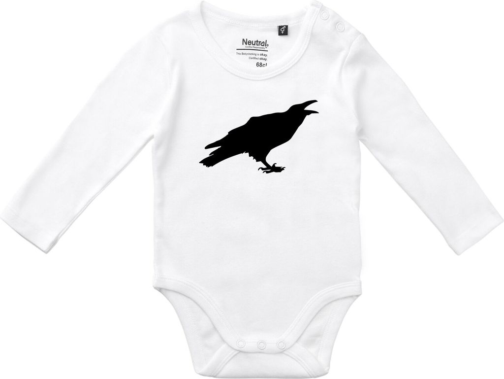 Huuraa Baby Body Rabe Silhouette 62 White Baumwolle Fairtrade Langarmbody Geschenkidee