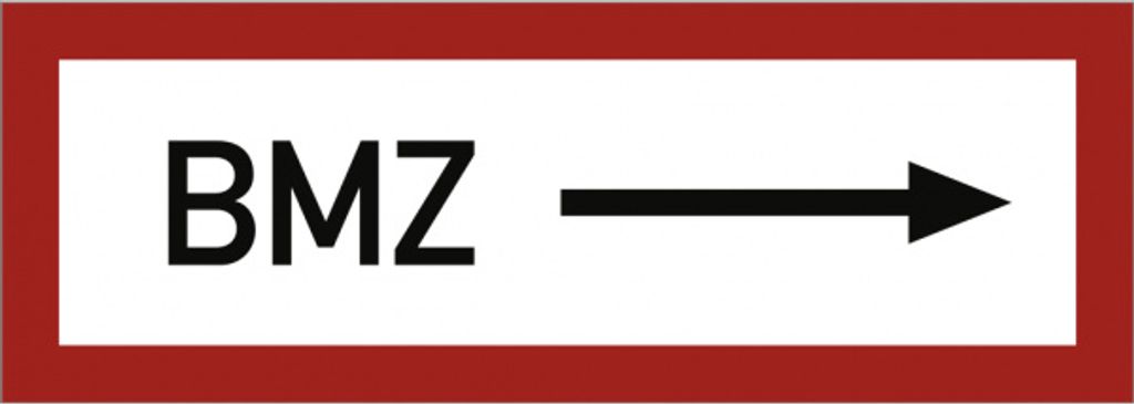 Dreifke Schild BMZ rechtsweisend, Alu, 297x105 mm