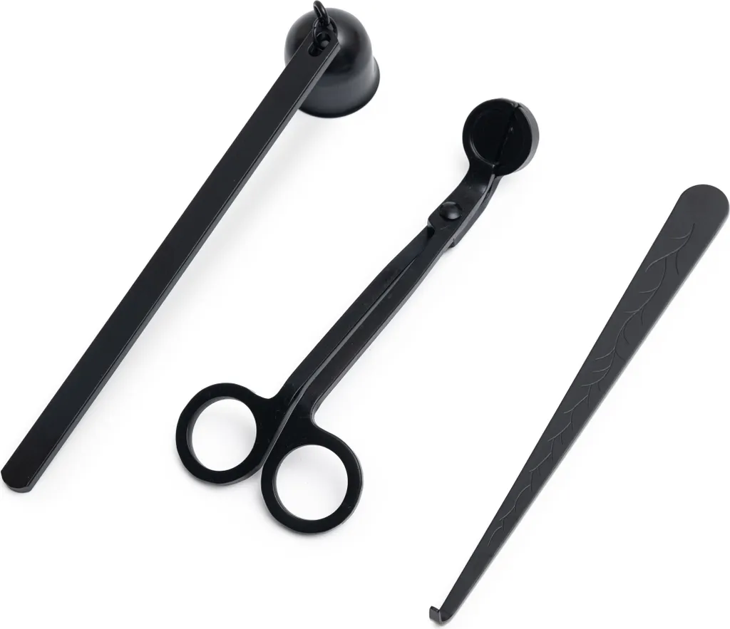Accessoires bougies en acier inoxydable noir avec coupe-mèche design