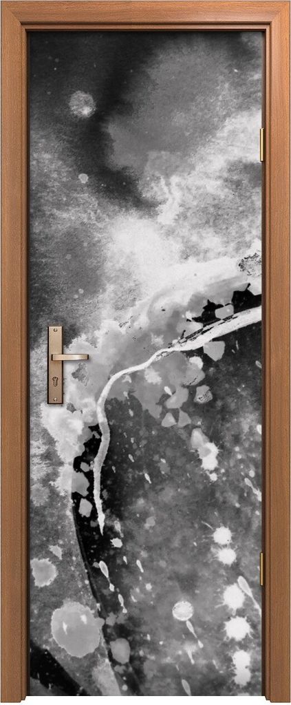 Türposter 70x200 cm Türaufkleber Türtapete Türfolie Klebefolie Schwarz-Weiß abstrakte Aquarellfarbe