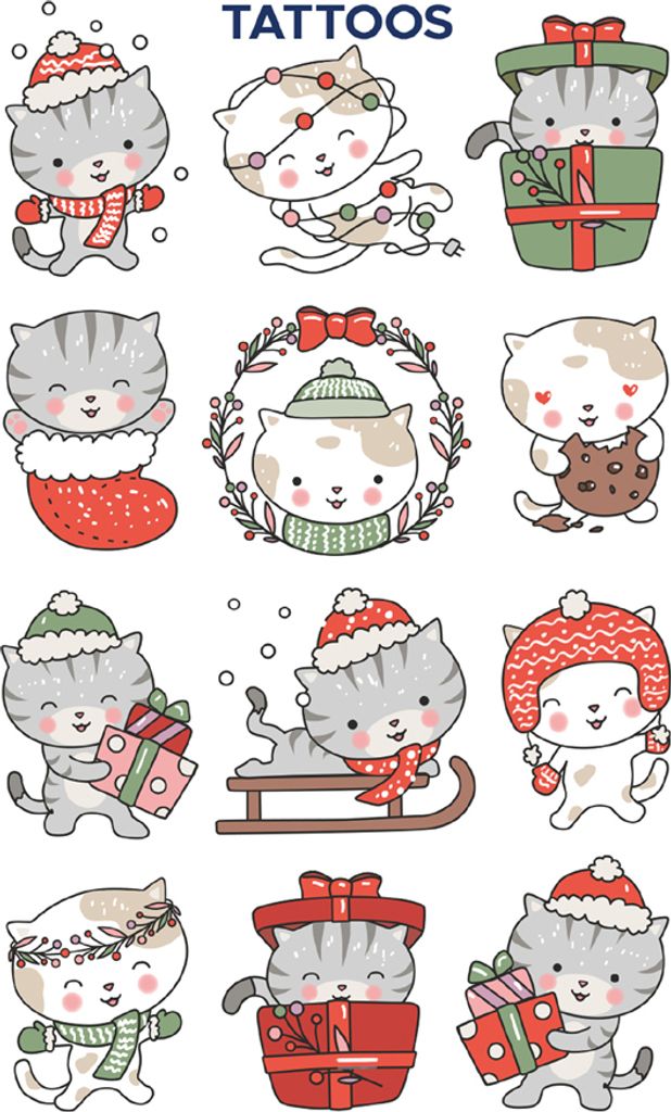 ZDesign KIDS Weihnachts-Tattoos "Katzen" 1 Blatt à 12 Produktbild 
