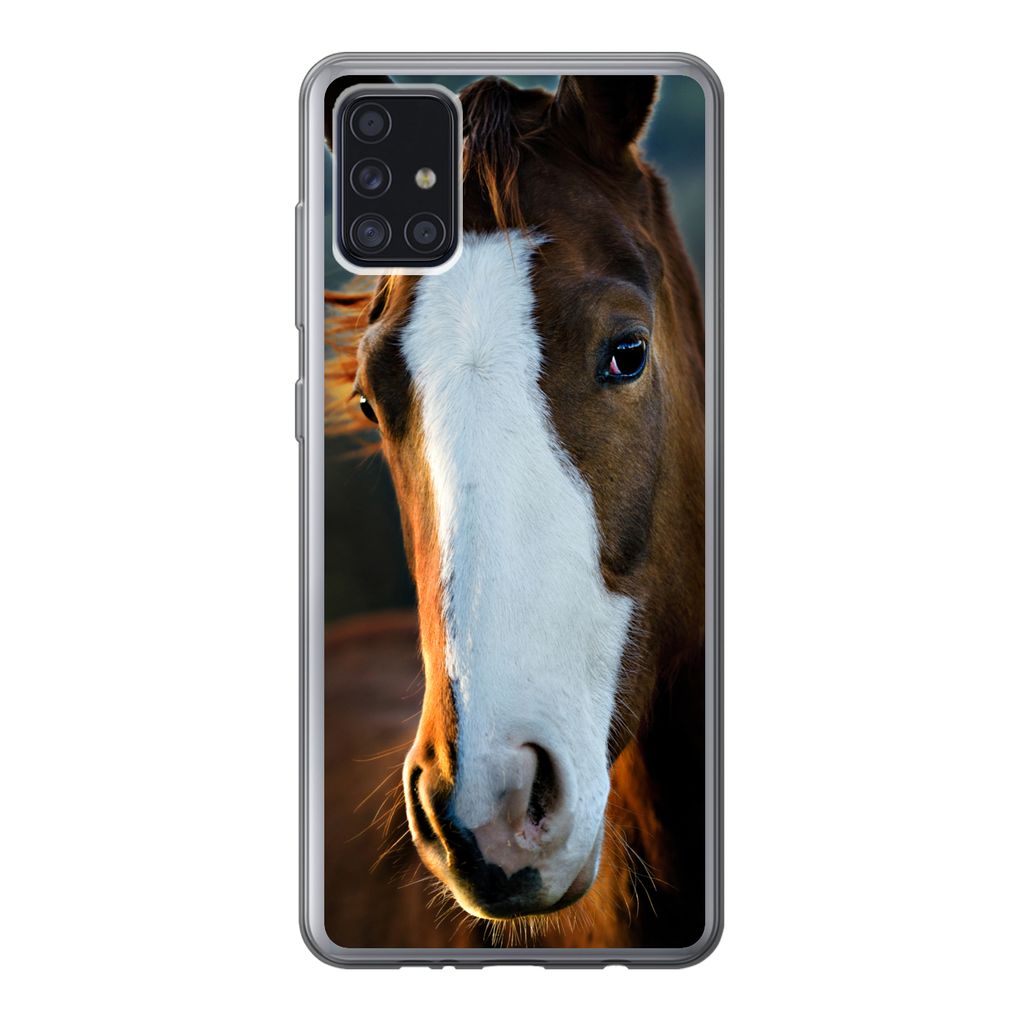 MuchoWow Handyhülle Schutzhülle Hülle für Samsung Galaxy A52 5G Pferd - Kopf - Licht Silikon Softcase Handy Hülle - Umschlag