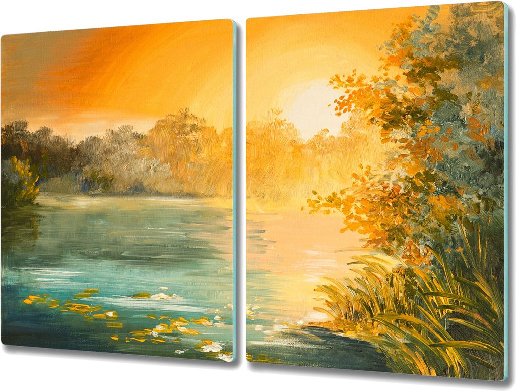 Coloray Herdabdeckplatte 2x40x52 cm Schneidebrett Kochplattenabdeckung Küchenbrett Hackbrett - lake forest