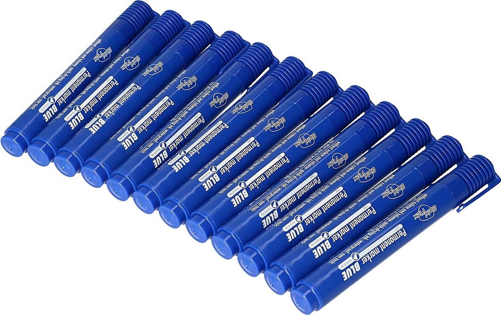 KOTARBAU Permanent Marker Satz 12 Stk. Blau Runde Spitze Wasserferster Stift