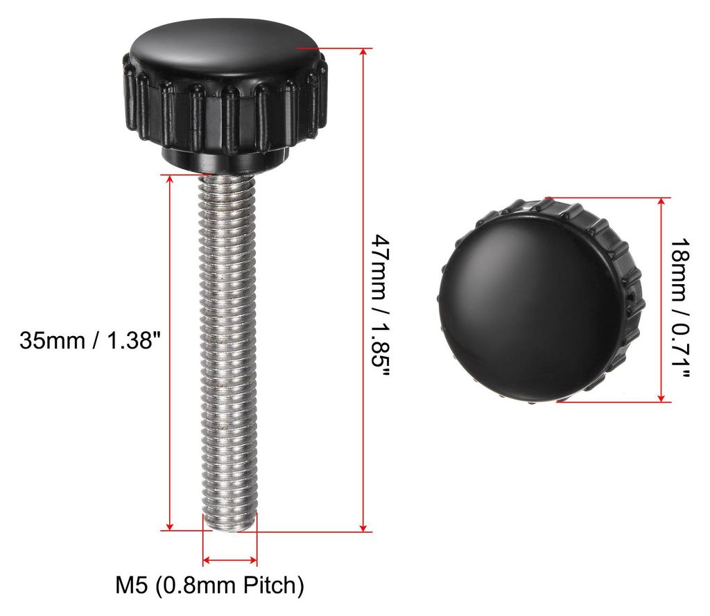 8 Stš¹ck R?ndelschraube mit Gewinde M5 x 35mm x 18mm Rundkopfschraube Edelstahl 304 Rundgriffbolzen Klemmkn?pfe 18mm Handkn?pfe Daumenschrauben S...
