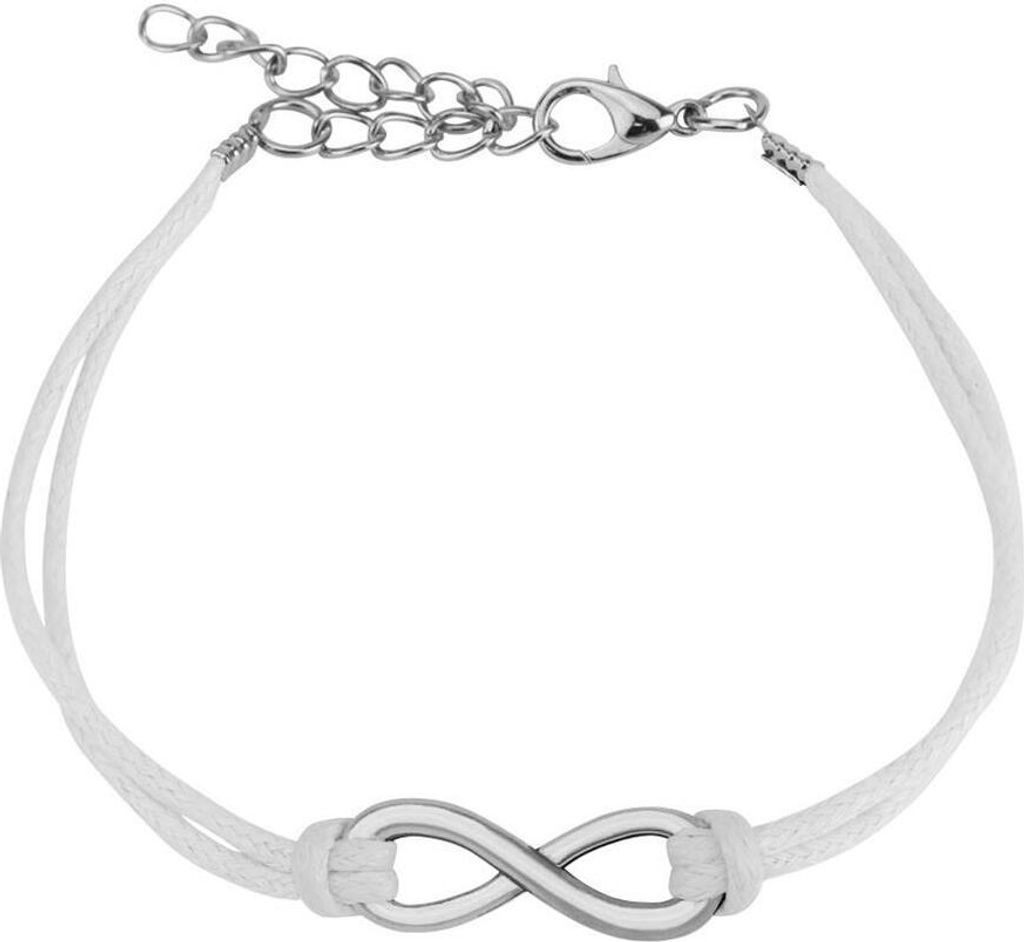 weißes Armband Unendlichkeit aus Leder Uni