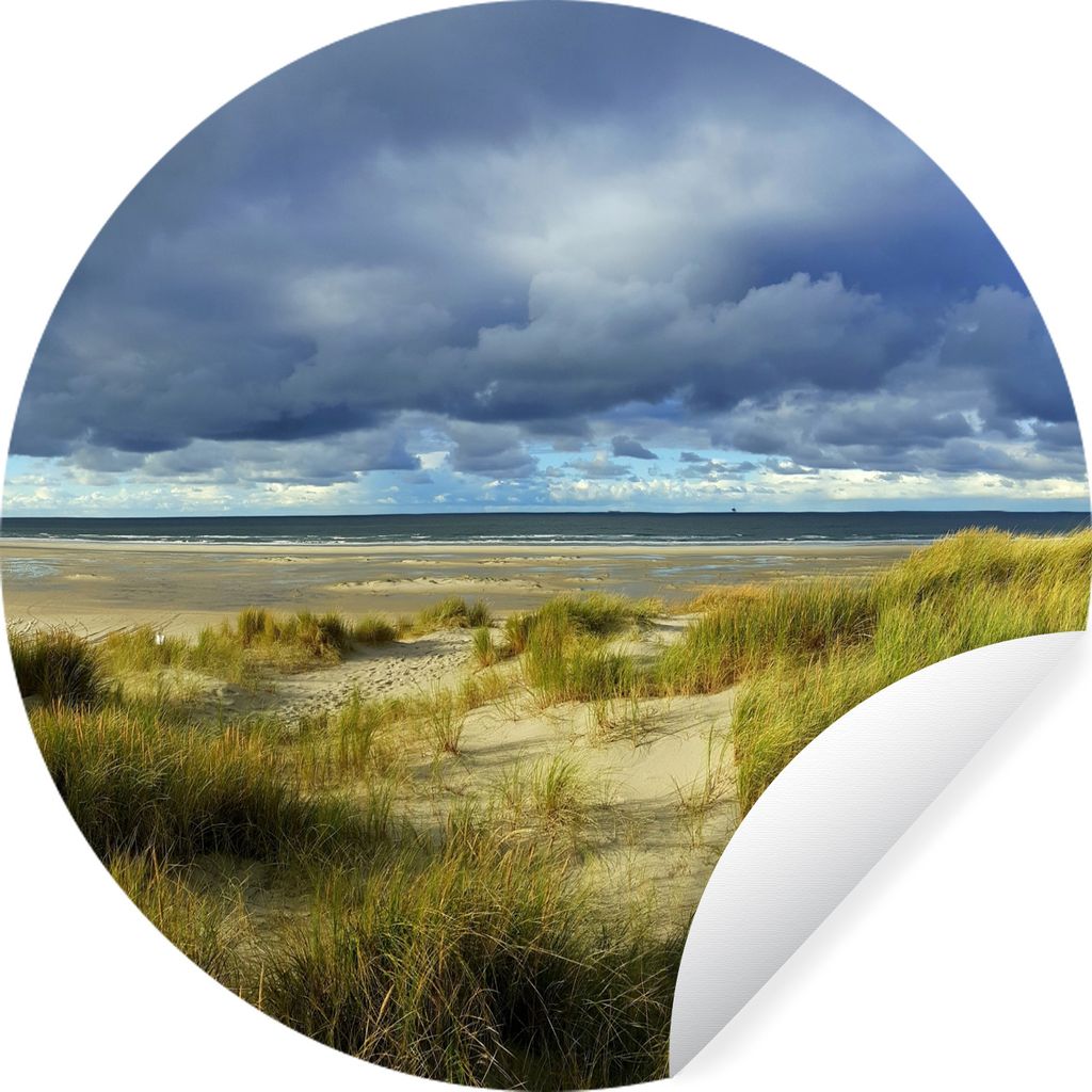 MuchoWow Runde Wandtattoo - Wandsticker Tapete Aufkleber Nordsee - Vlieland - Dünen Ø 100 cm Selbstklebend und Repositionierbar - Wandaufkleber...