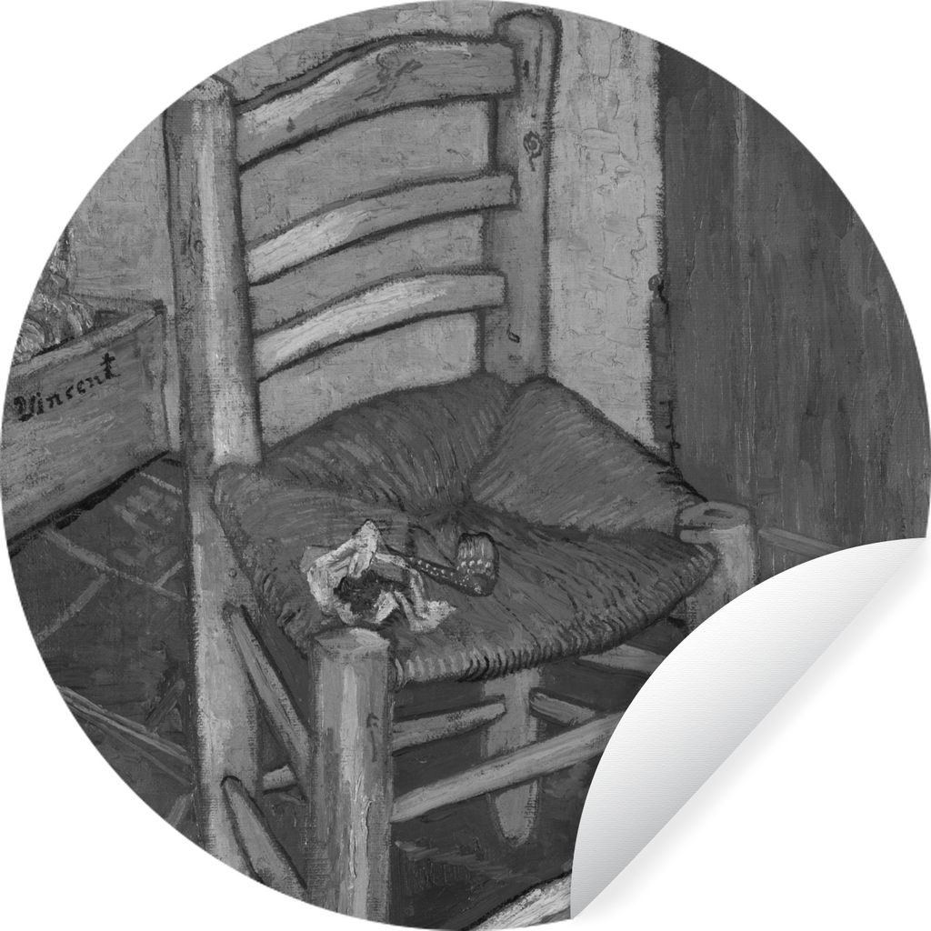 MuchoWow Runde Wandtattoo - Wandsticker Tapete Aufkleber Van Goghs Stuhl - Vincent van Gogh Ø 50 cm Selbstklebend und Repositionierbar - Wandauf...