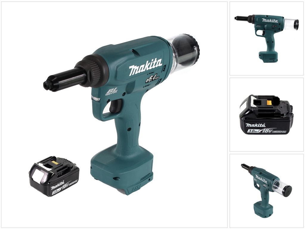 Makita DRV 250 F1 Akku Blindnietsetzgerät 18V 20kN Brushless + 1x Akku 3,0Ah - ohne Ladegerät