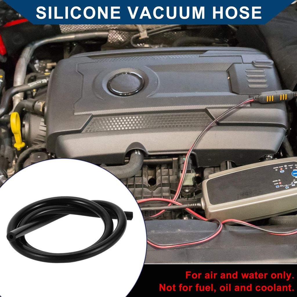 Silikon-Vakuumschlauch für Automobil-Vakuumsysteme Hochtemperatur 3,3FT 3/16" 5mm ID 3,5mm Dicke 1 Stück Schwarz