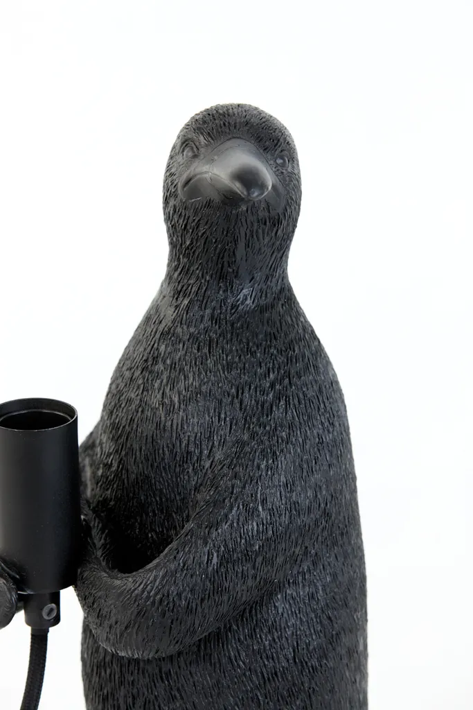 Lampe animalière manchot noir en plastique pour décoration de table